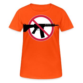 Interdiction des armes Boucliers d’interdiction (Pas d’armes Peace) 3C - T-shirt respirant Femme - orange néon - Devant - AI Model Female 172 dark (172cm)