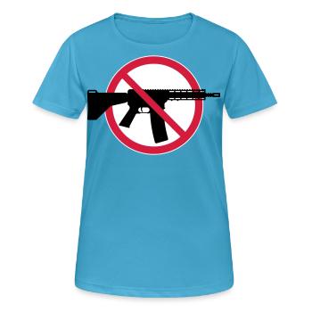 Interdiction des armes Boucliers d’interdiction (Pas d’armes Peace) 3C - T-shirt respirant Femme - bleu saphir - Devant - AI Model Female 172 dark (172cm)