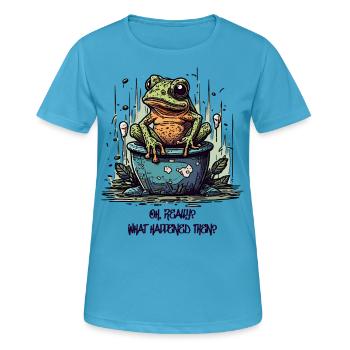 The Really Interested Frog in the Pond - Women's Breathable T-Shirt - sapphire blue - Front - AI Model Female 172 dark (172cm)