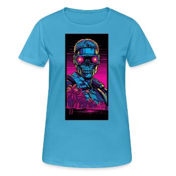 Vaporwave Vice: Cyborg - Women's Breathable T-Shirt - sapphire blue - Front - AI Model Female 172 dark (172cm)