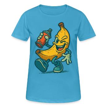 Freche Banane mit Spraydose - Frauen T-Shirt atmungsaktiv - Saphirblau - Vorne - AI Model Female 172 dark (172cm)