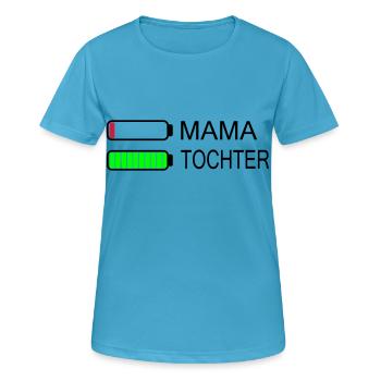 Batterie maman fille vide - T-shirt respirant Femme - bleu saphir - Devant - AI Model Female 172 dark (172cm)