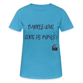 Barrez-vous cons de mimes ! La cité de la peur - T-shirt respirant Femme - bleu saphir - Devant - AI Model Female 172 dark (172cm)