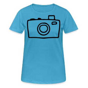 Kamera Digitalkamera Fotograf Fotografie - Frauen T-Shirt atmungsaktiv - Saphirblau - Vorne - AI Model Female 172 dark (172cm)