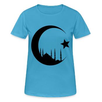 Crescent with mosque - Women's Breathable T-Shirt - sapphire blue - Front - AI Model Female 172 dark (172cm)