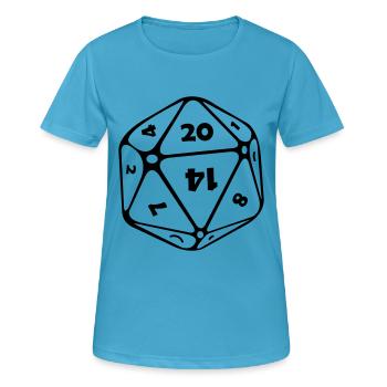 dés 12 pages - T-shirt respirant Femme - bleu saphir - Devant - AI Model Female 172 dark (172cm)