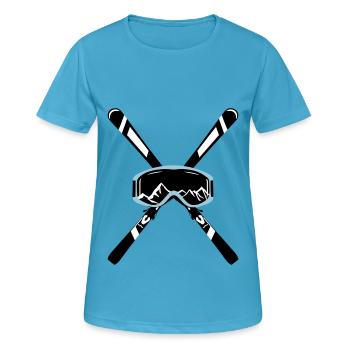 Ski et lunettes de montagne, ski - T-shirt respirant Femme - bleu saphir - Devant - AI Model Female 172 dark (172cm)