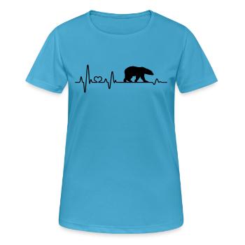 Bär Eisbär Herzschlag EKG Nordpol Eis Klimawandel - Frauen T-Shirt atmungsaktiv - Saphirblau - Vorne - AI Model Female 172 dark (172cm)