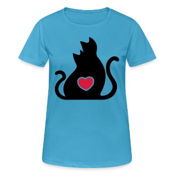 Chats amoureux / Chats amoureux / - T-shirt respirant Femme - bleu saphir - Devant - AI Model Female 172 dark (172cm)