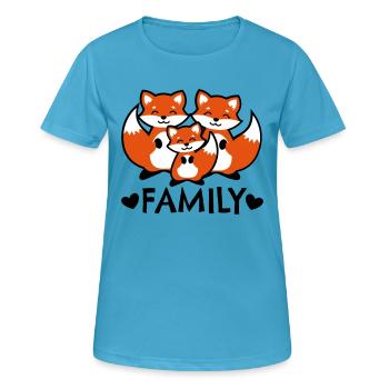 Famille Fox Famille Fox famille renard - T-shirt respirant Femme - bleu saphir - Devant - AI Model Female 172 dark (172cm)
