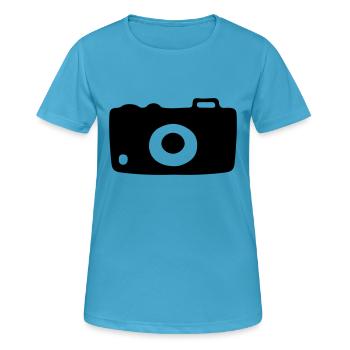 Appareil photo Appareil photo Appareil photo numérique - T-shirt respirant Femme - bleu saphir - Devant - AI Model Female 172 dark (172cm)