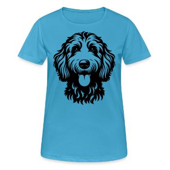 Goldendoodle Drawing Head - Women's Breathable T-Shirt - sapphire blue - Front - AI Model Female 172 dark (172cm)