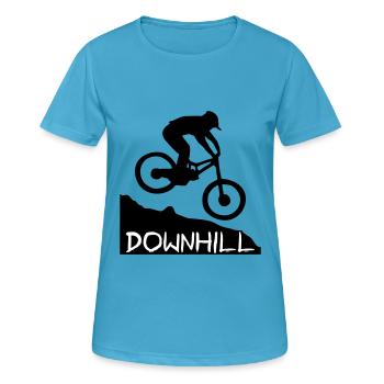 Downhill biking - Frauen T-Shirt atmungsaktiv - Saphirblau - Vorne - AI Model Female 172 dark (172cm)