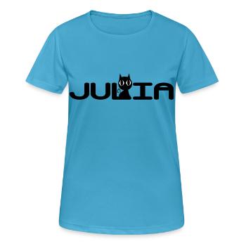 Julia with a black cat - Women's Breathable T-Shirt - sapphire blue - Front - AI Model Female 172 dark (172cm)