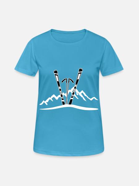 Ski und Berge, Skifahren - Frauen T-Shirt atmungsaktiv - Saphirblau