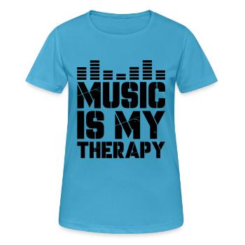 La musique est ma thérapie - T-shirt respirant Femme - bleu saphir - Devant - AI Model Female 172 dark (172cm)