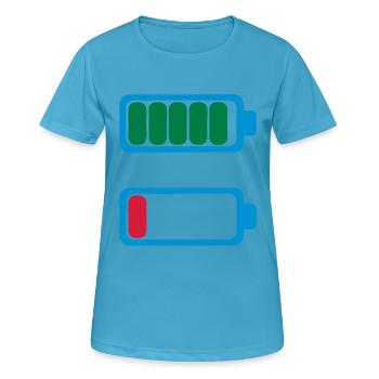 batterie charge pile faible vide fatigue - T-shirt respirant Femme - bleu saphir - Devant - AI Model Female 172 dark (172cm)
