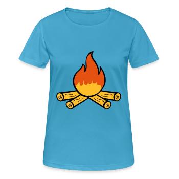 feu de camp - T-shirt respirant Femme - bleu saphir - Devant - AI Model Female 172 dark (172cm)