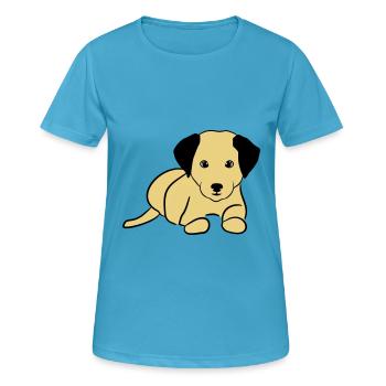 Chien mignon, toutou - T-shirt respirant Femme - bleu saphir - Devant - AI Model Female 172 dark (172cm)