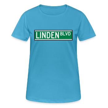 LINDEN BLVD ZEICHEN - Frauen T-Shirt atmungsaktiv - Saphirblau - Vorne - AI Model Female 172 dark (172cm)