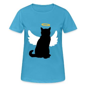 Engelskatze mit Flügeln und Heiligenschein! - Frauen T-Shirt atmungsaktiv - Saphirblau - Vorne - AI Model Female 172 dark (172cm)