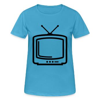 la télé - T-shirt respirant Femme - bleu saphir - Devant - AI Model Female 172 dark (172cm)