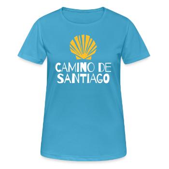 Camino de Santiago | Jakobsweg - Frauen T-Shirt atmungsaktiv - Saphirblau - Vorne - AI Model Female 172 dark (172cm)