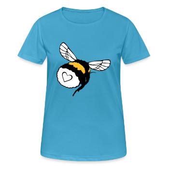 Bourdon avec cœur, fourrure et bourdon - T-shirt respirant Femme - bleu saphir - Devant - AI Model Female 172 dark (172cm)