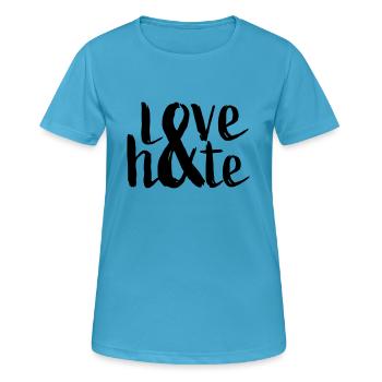 Typographie d'amour et de haine - T-shirt respirant Femme - bleu saphir - Devant - AI Model Female 172 dark (172cm)