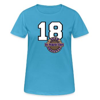 18th Birthday ,Age of Age , Aged to Perfection(25 - Women's Breathable T-Shirt - sapphire blue - Front - AI Model Female 172 dark (172cm)