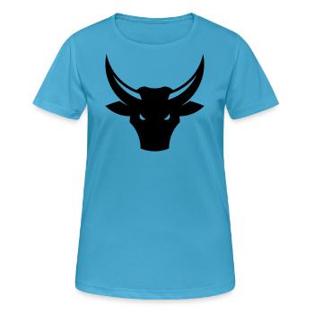 Bull / Taurus / Ox / Bull Head (1C) - Women's Breathable T-Shirt - sapphire blue - Front - AI Model Female 172 dark (172cm)