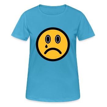 Weinendes Emoticon - Bildsymbol - Strichgesicht - Frauen T-Shirt atmungsaktiv - Saphirblau - Vorne - AI Model Female 172 dark (172cm)