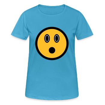 Verdutztes Emoticon - Bildsymbol - Strichgesicht - Frauen T-Shirt atmungsaktiv - Saphirblau - Vorne - AI Model Female 172 dark (172cm)