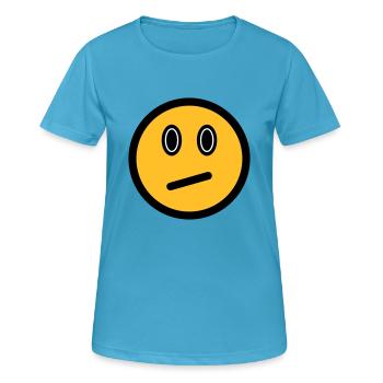 Émoticône neutre - Symbole d’image - Contour du visage - T-shirt respirant Femme - bleu saphir - Devant - AI Model Female 172 dark (172cm)