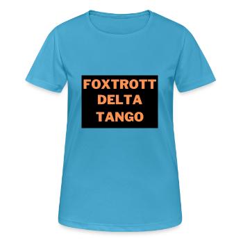 Fu** Dona**  - Frauen T-Shirt atmungsaktiv - Saphirblau - Vorne - AI Model Female 172 dark (172cm)