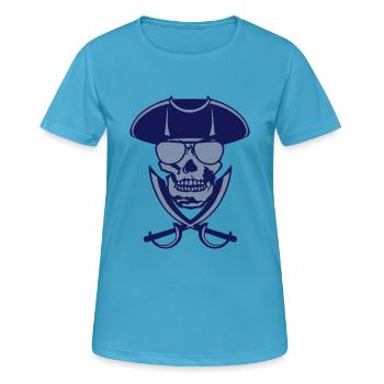 tete mort skull crane pirate sabre 2 - T-shirt respirant Femme - bleu saphir - Devant - AI Model Female 172 dark (172cm)