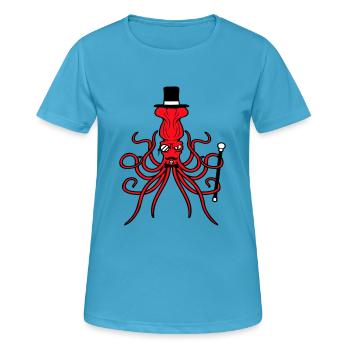 Kraken Mr. Sir Zylinder Hut Monokel Brille reich - Frauen T-Shirt atmungsaktiv - Saphirblau - Vorne - AI Model Female 172 dark (172cm)