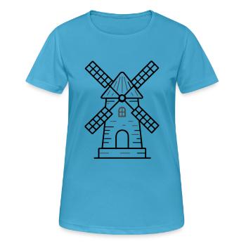 Icône du moulin à vent - T-shirt respirant Femme - bleu saphir - Devant - AI Model Female 172 dark (172cm)