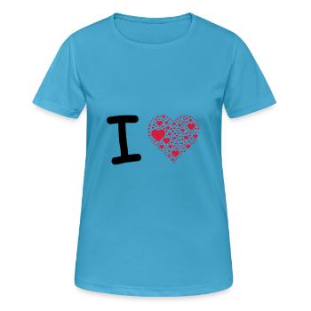 J'aime - T-shirt respirant Femme - bleu saphir - Devant - AI Model Female 172 dark (172cm)