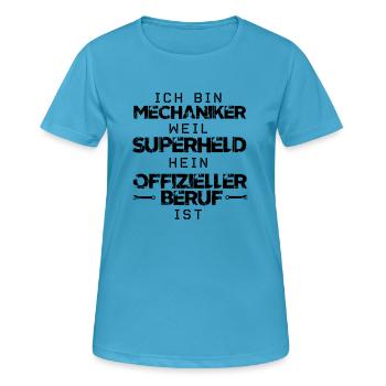 Mechaniker der Superheld - Frauen T-Shirt atmungsaktiv - Saphirblau - Vorne - AI Model Female 172 dark (172cm)