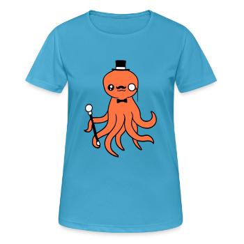 Kraken Mr. Sir Zylinder Hut Monokel Brille reich - Frauen T-Shirt atmungsaktiv - Saphirblau - Vorne - AI Model Female 172 dark (172cm)