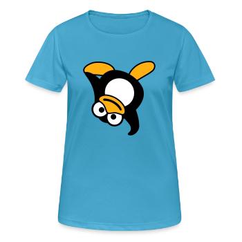 Pingouin Breakdance Danse Poirier Fête DJ Musique - T-shirt respirant Femme - bleu saphir - Devant - AI Model Female 172 dark (172cm)