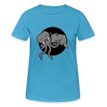 Oktopus Wal 2 Kämpfen Tiefsee Monster Seemonster - Frauen T-Shirt atmungsaktiv - Saphirblau - Vorne - AI Model Female 172 dark (172cm)