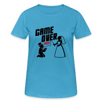 Game Over 2025 Married Couple Wedding - Women's Breathable T-Shirt - sapphire blue - Front - AI Model Female 172 dark (172cm)