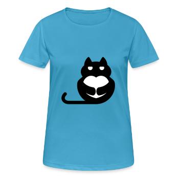 Cat with heart - Women's Breathable T-Shirt - sapphire blue - Front - AI Model Female 172 dark (172cm)