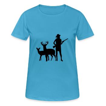 jagd jaegerin - Frauen T-Shirt atmungsaktiv - Saphirblau - Vorne - AI Model Female 172 dark (172cm)