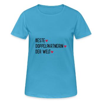 Doppelpartnerin - Frauen T-Shirt atmungsaktiv - Saphirblau - Vorne - AI Model Female 172 dark (172cm)