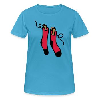 Socken an Wäscheleine - Bunte Socken Geschenkidee - Frauen T-Shirt atmungsaktiv - Saphirblau - Vorne - AI Model Female 172 dark (172cm)