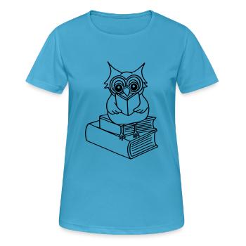 Owl, Books - Women's Breathable T-Shirt - sapphire blue - Front - AI Model Female 172 dark (172cm)