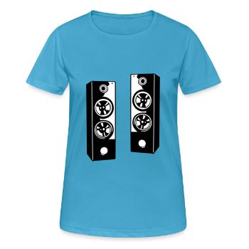 Haut-parleurs, système audio musical - T-shirt respirant Femme - bleu saphir - Devant - AI Model Female 172 dark (172cm)
